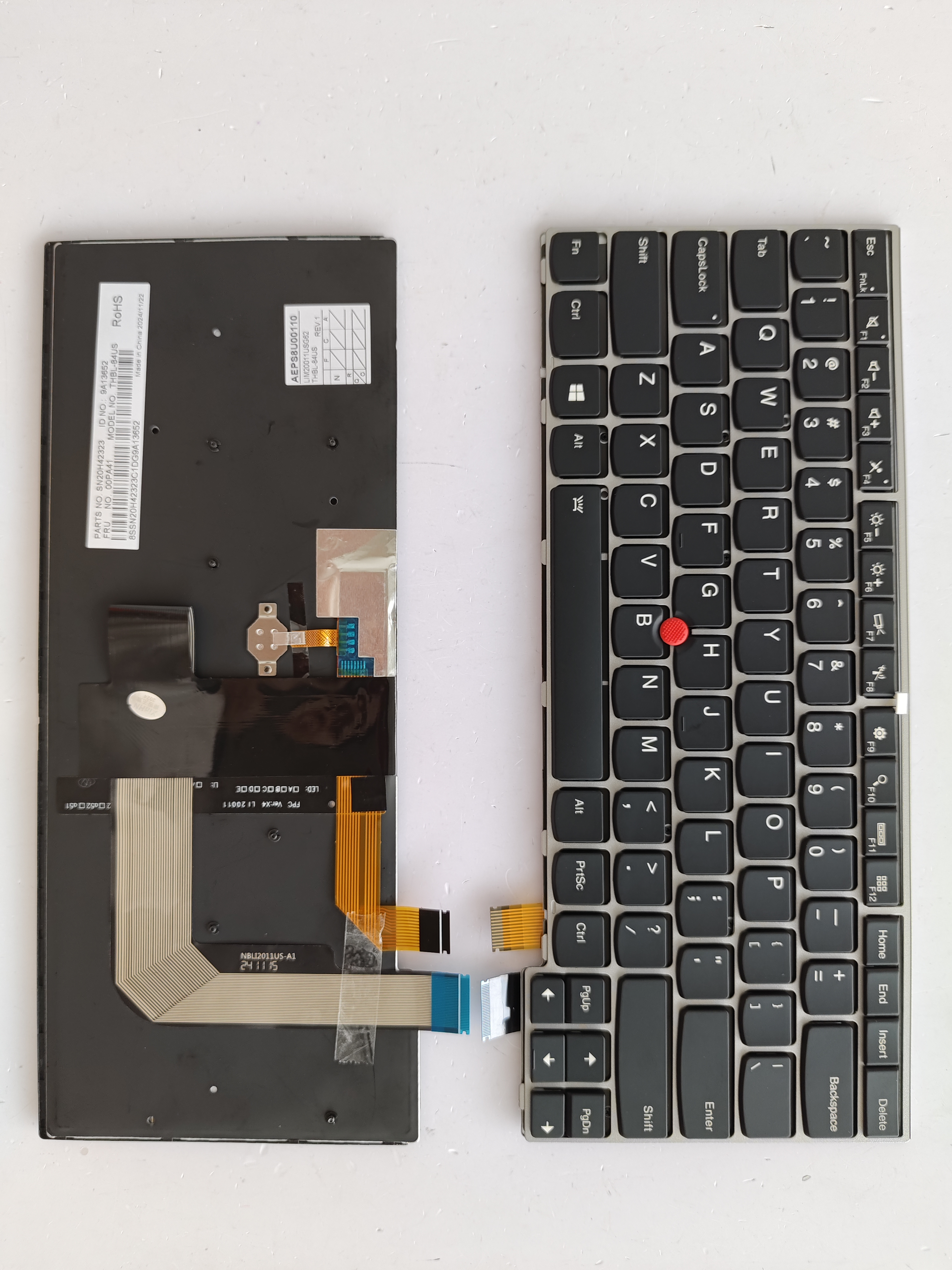 Picture of New Replacement Laptop Keyboard For IBM T460S/S2 SILVER FRAME BLACK With Point Backlit (OEM) US Layout